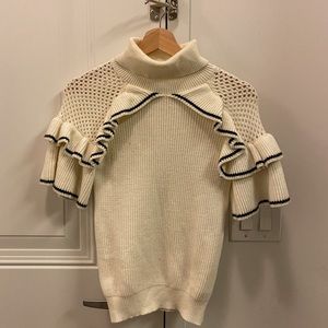 Designer White wool cotton sweater